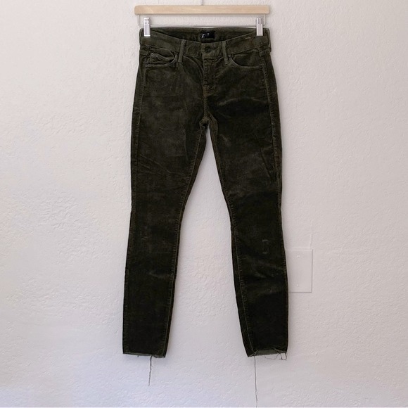 MOTHER The Looker Ankle Fray in Hopscotch Olive Corduroy Pants, Size 25 - Picture 2 of 9